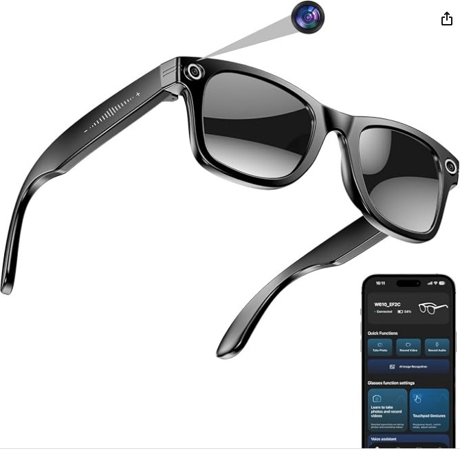 AI Smart Camera Glasses for Men Women, 4K Photography,1080P HD Video Recording,Real-Time Translation, Open-Ear Audio,Voice Assistant, Lightweight
