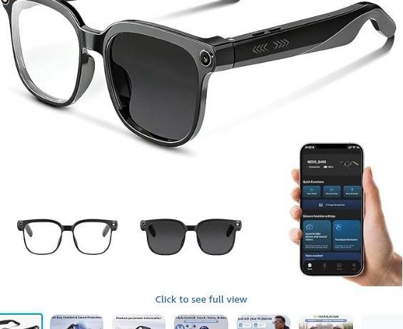Smart Glasses with 4K HD Camera & Bluetooth, 1000W Anti-Shake Camera Glasses BT Call with Video Recording Dual Mic, Simultaneous Interpretation for Vlogging, Travel & Meetings